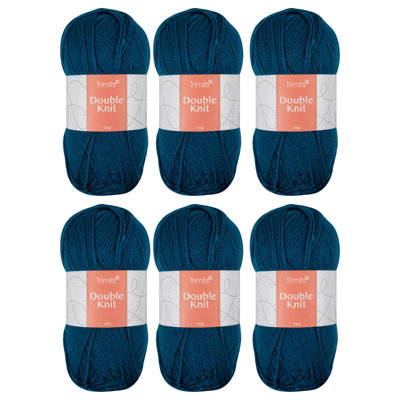Trimits Double Knit Dk Yarn Blue Acrylic Knitting & Crochet Wool 6 X 100G Soft Touch Machine Washable Oeko-Tex Certified from B&Q
