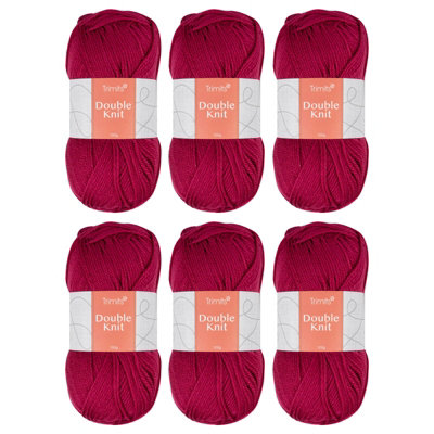 Trimits Double Knit Dk Yarn Pink Acrylic Knitting & Crochet Wool 6 X 100G Soft Touch Machine Washable Oeko-Tex Certified from B&Q