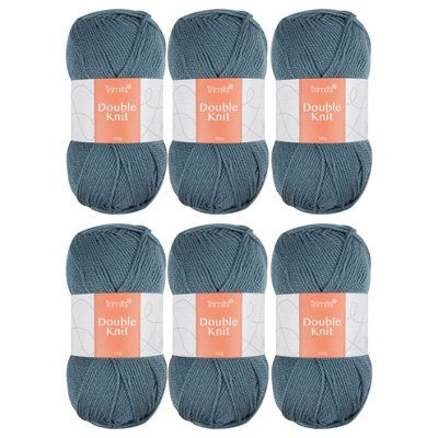 Trimits Double Knit Dk Yarn Blue Acrylic Knitting & Crochet Wool 6 X 100G Soft Touch Machine Washable Oeko-Tex Certified from B&Q
