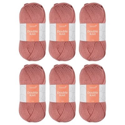 Trimits Double Knit Dk Yarn Pink Acrylic Knitting & Crochet Wool 6 X 100G Soft Touch Machine Washable Oeko-Tex Certified from B&Q