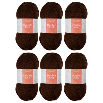 Trimits Double Knit Dk Yarn Brown Acrylic Knitting & Crochet Wool 6 X 100G Soft Touch Machine Washable Oeko-Tex Certified from B&Q