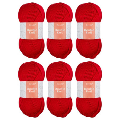 Trimits Double Knit Dk Yarn Red Acrylic Knitting & Crochet Wool 6 X 100G Soft Touch Machine Washable Oeko-Tex Certified from B&Q