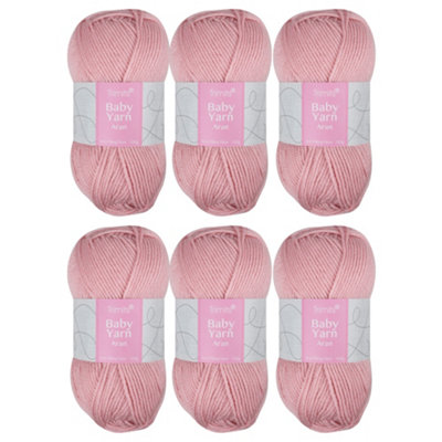 Trimits Baby Aran Yarn Pink Acrylic Knitting & Crochet Wool 6 X 100G Soft Anti Pilling Machine Washable Oeko-Tex from B&Q