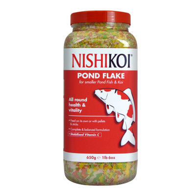 B&Q Nishikoi 650G Flake Fish Food Floating