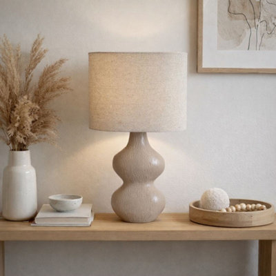 Pagazzi Lighting Pagazzi Stephanie Beige Resin Table Lamp from B&Q