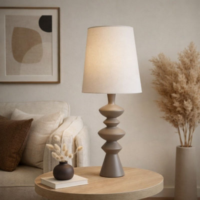 Pagazzi Lighting Pagazzi Cheryl Taupe Resin Table Lamp from B&Q