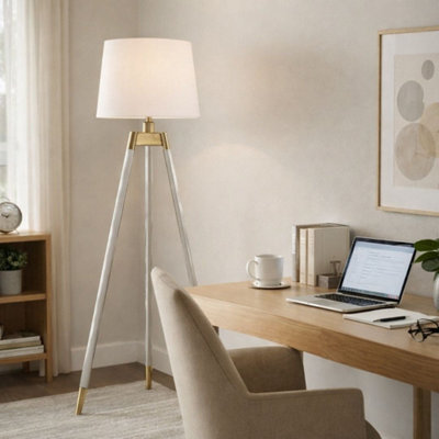 Pagazzi Lighting Pagazzi  Sophie White And Antique Tripod Floor Lamp from B&Q