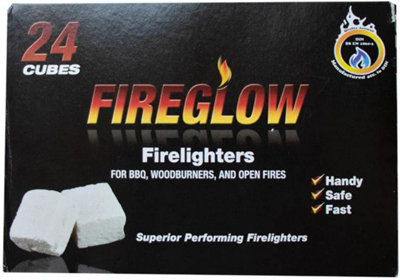 Fireglow Firelighters 24 Cubes For Bbq Barbecue Wood Burner Fire