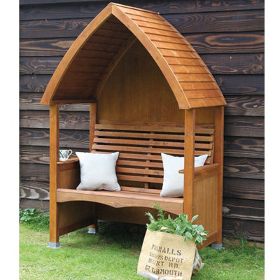 Afk Cottage Arbour Wooden Garden Seat Chair Outdoor Beech Stain Fsc from B&Q