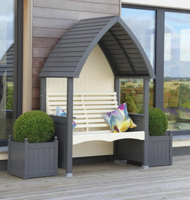 AFK Wooden Garden Arbour 'cottage' In Charcoal And Cream from B&Q