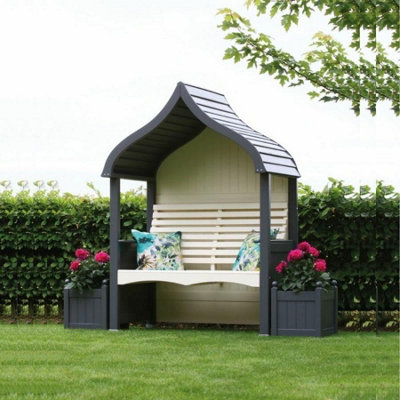 Afk Wooden Orchard Arbour Charcoal & Cream from B&Q