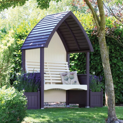 Afk Cottage Arbour Wooden Garden Seat Chair Bench Lavender Purple & Cream Fsc from B&Q