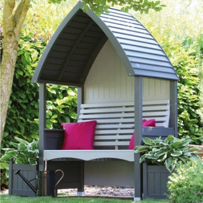 AFK Cottage Arbour Painted In Charcoal & Stone from B&Q