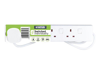 Status® White S4wss2mcp9 Individually Switched Extension Lead 240V 4-Gang 13A 2M - Image 5