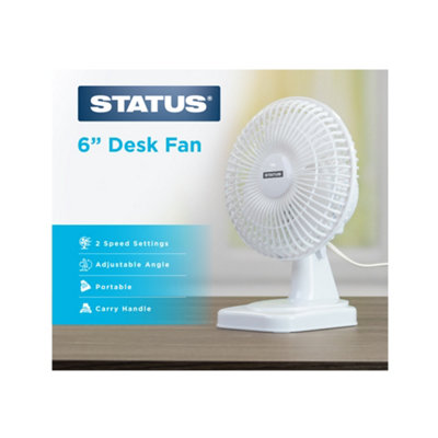 Status 6" White Desk Fan Oscillating 2 Speed from B&Q