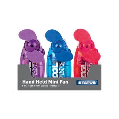 Maestro craft 2.5" Hand Held Mini Fan Assorted Colours Blue Red Purple With Batteries from B&Q