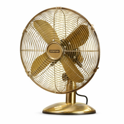 Status 12 Inch Oscillating Portable Desk Fan 3 Speed Adjustable Angle Antique Brass S 12 Adeskfan 1 Pkb from B&Q