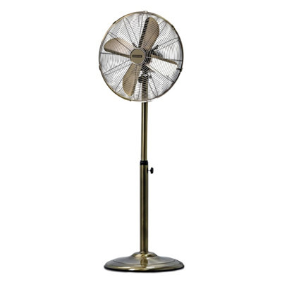 Status 16 Inch Standing FanOscillating3 SpeedAdjustable HeightAntique BrassPortableQuiet OperationFor Living Room from B&Q