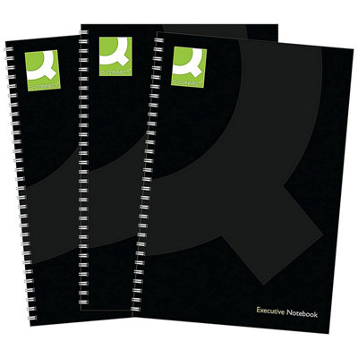 Q-Connect  Hardback Wirebound Book A5 Black 160Pp Pk 3 -  - Image 3