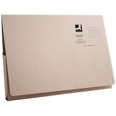 Q-Connect Long Flap Document Wallet Foolscap Buff (Pack Of 50) from B&Q