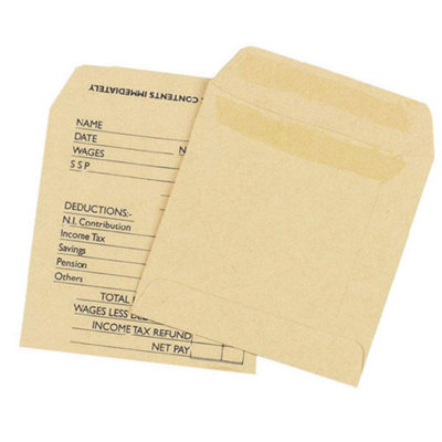 Q-Connect Envelope Wage 108X102mm Printed Self Seal 90Gsm Manilla (Pack Of 1000) from B&Q