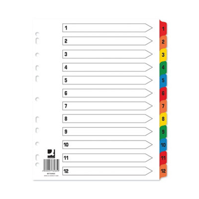 Q-Connect Ew Index 1-12 Reinforced Multicoloured (25 Pack) from B&Q