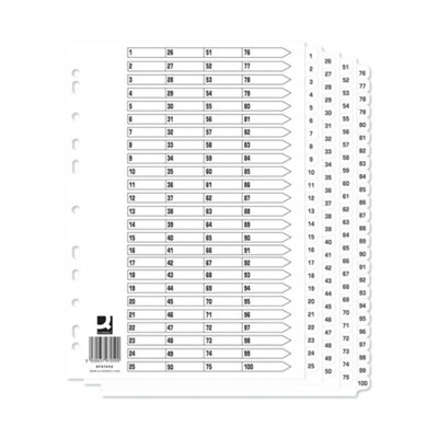 Q-Connect A4 1-100 Mylar Index (10 Pack) B&Q