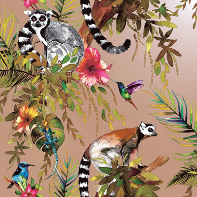 Holden Décor Holden Decor Lemur Animal Rainforest Rose Gold Wallpaper 12404 from B&Q
