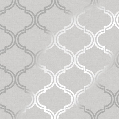 Holden Décor Holden Decor Glistening Geo Grey / Silver Geometric Smooth Wallpaper from B&Q