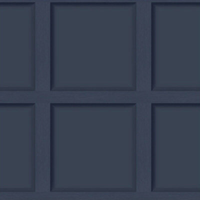 B&Q -  Holden Decor Modern Wood Panel 3D Effect Navy Blue Flat Surface Wallpaper 12980