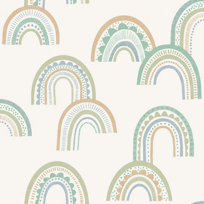 Holden Décor Boho Rainbow Green/teal Children's Wallpaper from B&Q