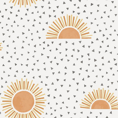 B&Q -  Sunbeam White/orange Children's Wallpaper