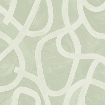 Holden Décor World Of Wallpaper Linear Swirl Wallpaper Sage Green Abstract13461 from B&Q