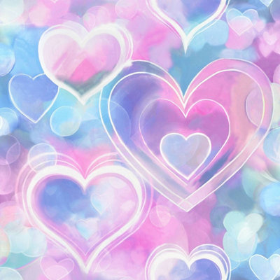 Holden Decor Neon Hearts Pink Blue Wallpaper For Children's Room Â 13785, 10M X 0.53M (5.32Msq) - Trendy Feature Wall 5022976137851 - Image 4