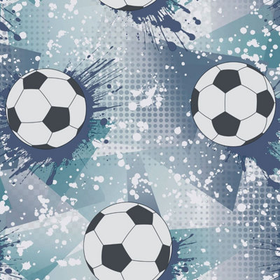 B&Q -  Football Frenzy Wallpaper Navy Blue / Teal Holden 14093