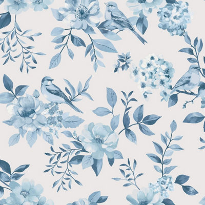 Holden Décor Bird Garden Wallpaper Blue Holden 14193 from B&Q