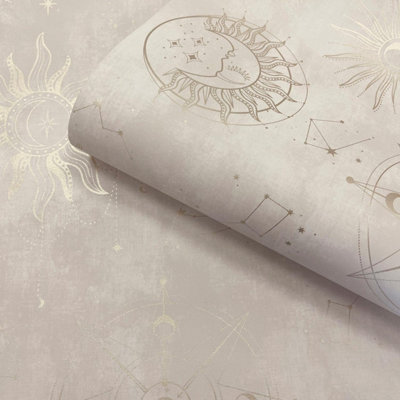 B&Q -  Holden Cream/gold Cosmic Paste The Paper Wallpaper 14252