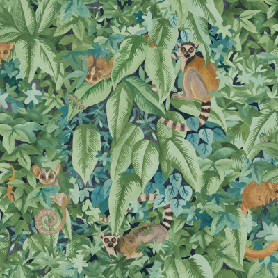 Holden Décor Lemur Leaves Wallpaper Aqua / Green Holden 14311 from B&Q