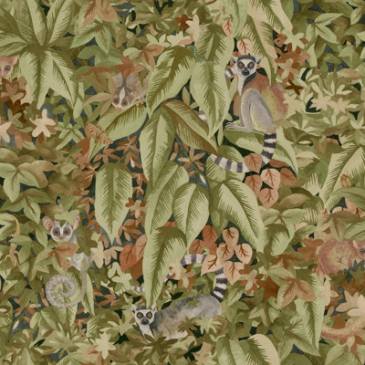 Holden Décor Lemur Leaves Wallpaper Rust / Green Holden 14312 from B&Q