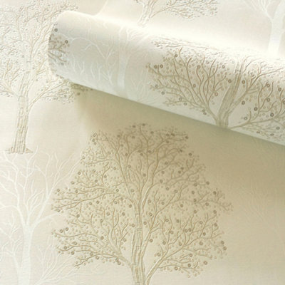 Holden Décor Opus Ornella Cream Tree Embossed Wallpaper from B&Q
