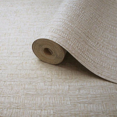 B&Q -  Cream Ornella Bark Embossed Wallpaper