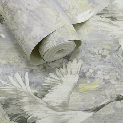 Holden Décor Patagonia Sarus Cranes Wallpaper Grey Holden 36100 from B&Q