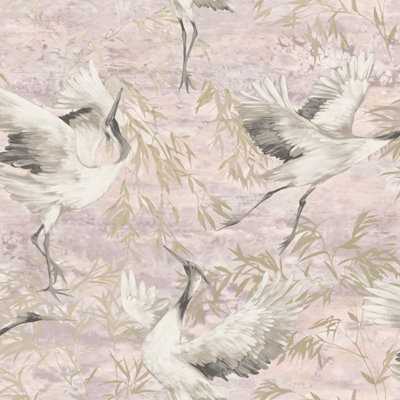 Holden Décor Holden Patagonia Sarus Cranes Wallpaper Pink (36101-Bur) from B&Q
