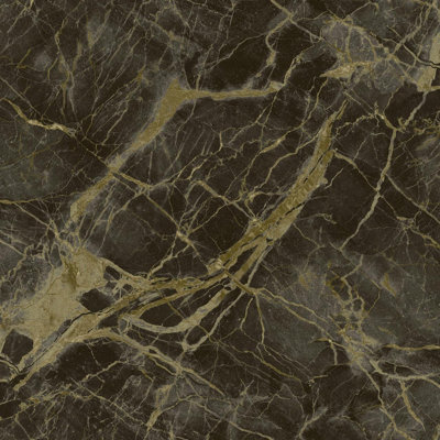 Holden Décor Holden Decor Portoro Marble Charcoal Gold Wallpaper Metallic Paste The Wall from B&Q