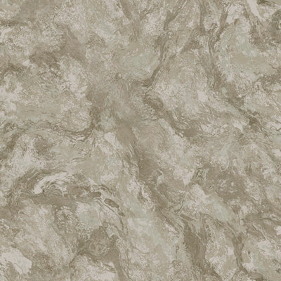 Holden Décor Holden Levanto Liquid Marble Metallic Swirls Vinyl Beige Taupe Wallpaper from B&Q