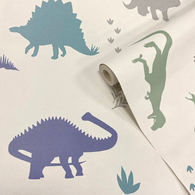 Holden Décor Grey Dinosaur Smooth Wallpaper from B&Q