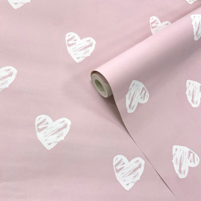 Holden Décor Pink Heart Smooth Wallpaper from B&Q
