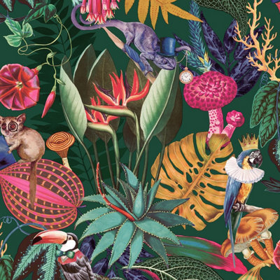 World Of Wallpaper Wonderland Wallpaper Emerald Green (50271-Bur) from B&Q