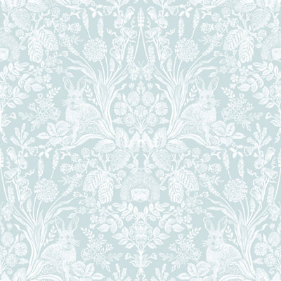 World Of Wallpaper Harlen Woodland Wallpaper Duck Egg (50341-Bur) from B&Q