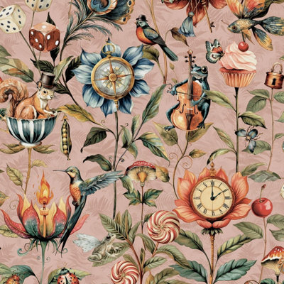 Curious Creatures Wallpaper Blush Pink World Of Wallpaper 50471 from B&Q